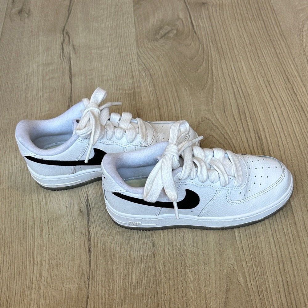 Nike Kids Air Force 1 White and Black Sneakers